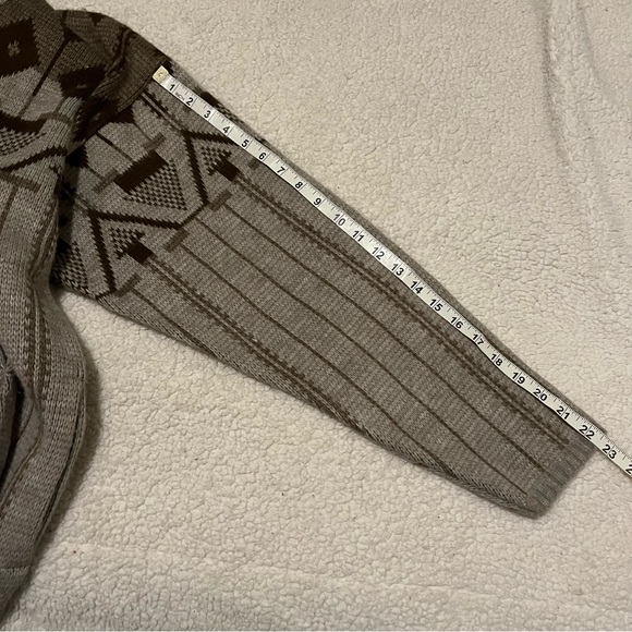 American Priority brown print zip up cardigan sweater - Picture 6 of 9